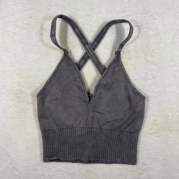 Free People FP Movement Happiness Runs Crop Tank Charcoal Grey XS/S F6436HD - Image 2