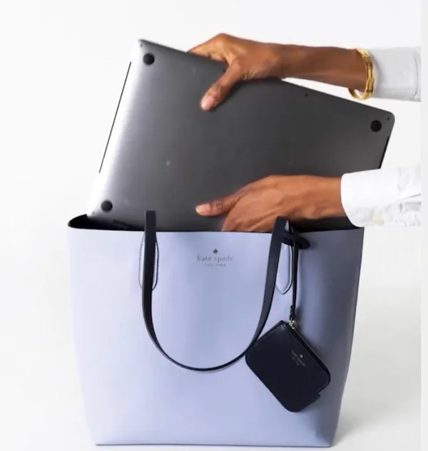 Authentic KATE SPADE Pebbled leather REVERSIBLE Open tote with zip coin - Image 16