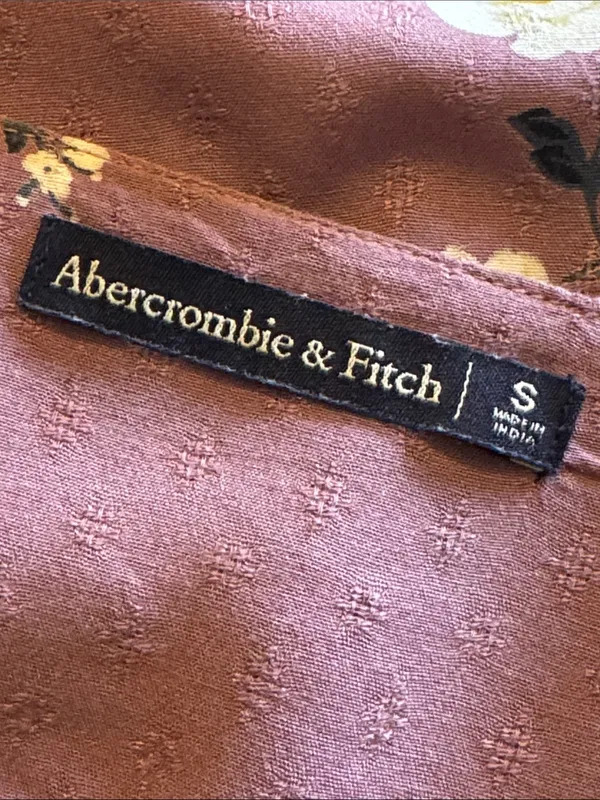 ABERCROMBIE & FITCH Floral Button-Down Blouse S 19” p2p Dusty Plum EUC - Image 3