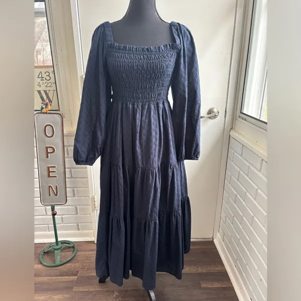 Madewell Lucie‎ Cut Out Back Midi Dress medium boho cottagecore prairie holiday - Image 3
