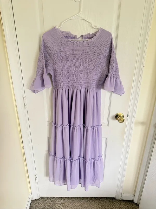 Jessakae NEW Smocked Bodice Lavender Midi Dress - Image 7