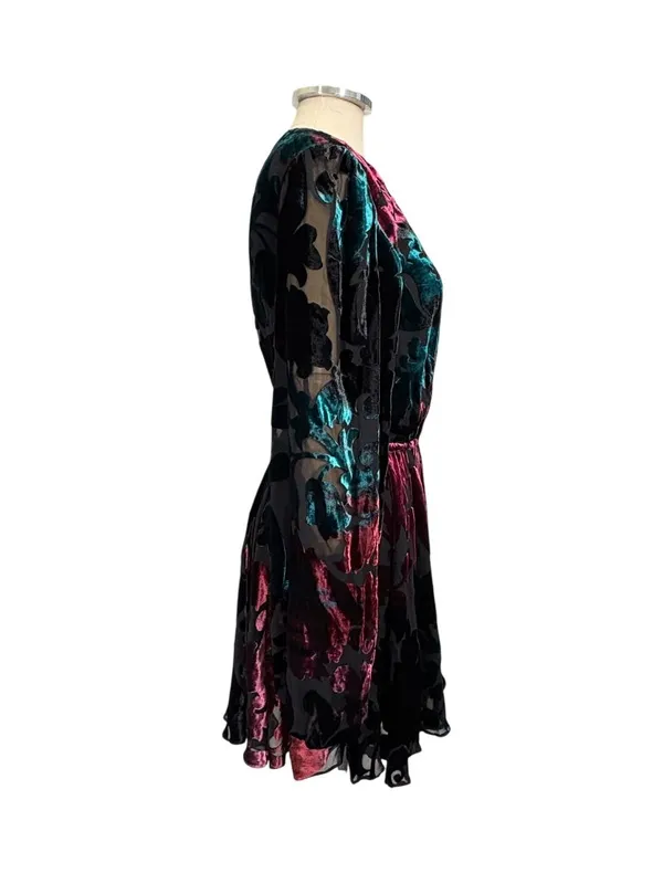 Caroline Constas Olena Velvet Burn Out Mini Dress Size Small - Image 4