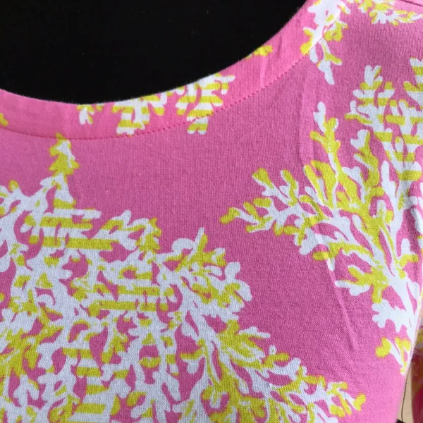 Crown & Ivy Pink‎ Coral Print Dress Lime NEW NWT Size XS Knit Preppy - Image 3