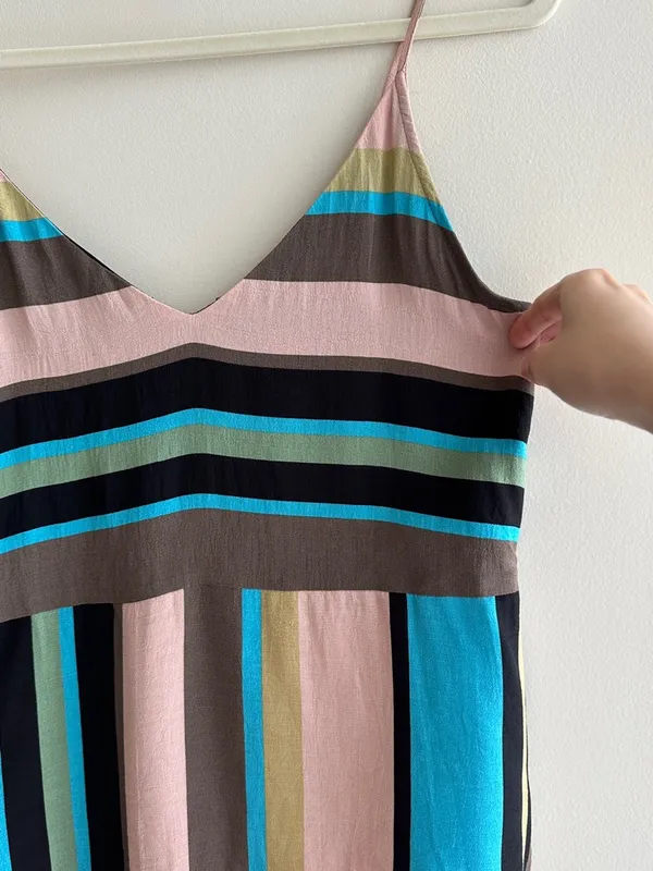 ZARA Women’s Multicolor Striped Asymmetrical Spaghetti Strap Tank Top, Size Med - Image 14
