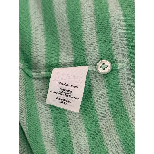 NWT J.CREW Womens Cardigan Green Italian Cashmere Knit Striped Sweater Large - Image 5