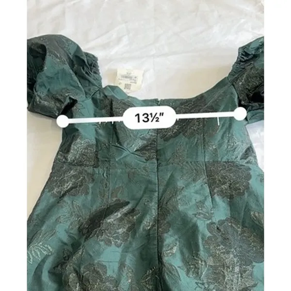 Altar'd State Skylar Emerald Green Floral Jacquard Puff Sleeve Mini Dress NWT M - Image 11