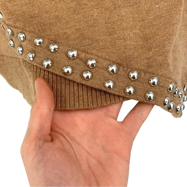 INC International Concepts Studded Sweater Tan M - Image 2