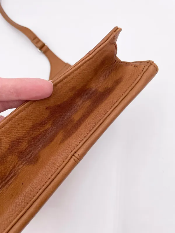 Vintage Fossil Double Sided Flap Crossbody Bag Purse Brown Tan Leather Bohemian - Image 11