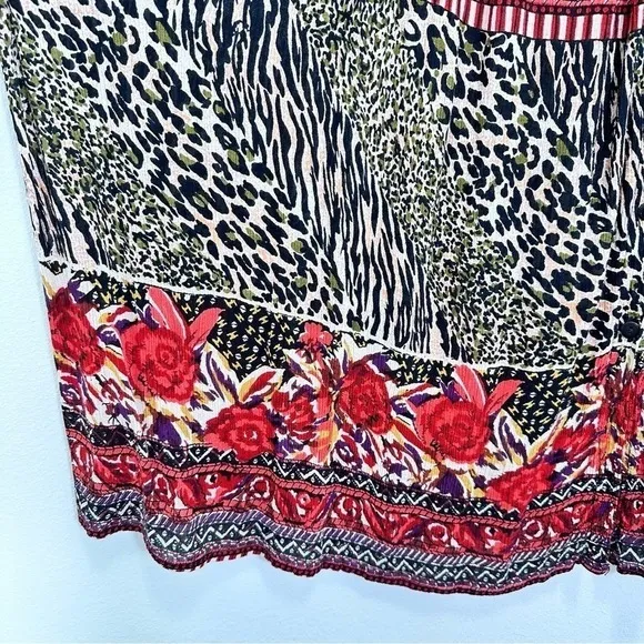 Vintage Flowy‎ Animal Print Boho Eclectic Artsy Pull On Maxi Skirt Maximalism - Image 4