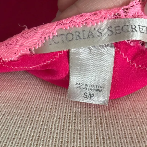 Victoria's Secret Lace Trim Chemise Size Small Hot Pink Lingerie Coquette Y2K - Image 5