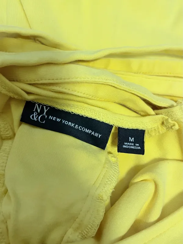 New York & company medium Yellow Cap-Sleeve Lattice-Back Fit & Flare Dress - Image 7