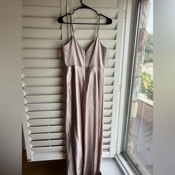 Birdy Grey Satin Taupe Jay Maxi Dress Medium - Image 7
