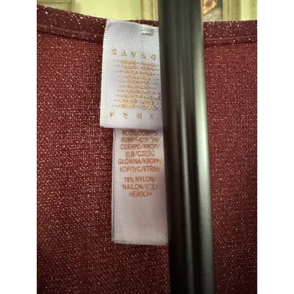 Savage‎ X Fenty Large Burgundy Metallic Ruched Cutout Crop Top - Image 4