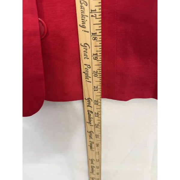 Red Cropped Linen Blazer Vintage JG Hook Jacket‎ Peter Pan Collar Retro NWT 8 - Image 5