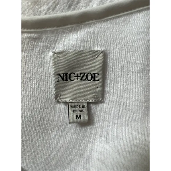 Nic + Zoe Mixed Media Flutter Sleeve Top White Linen Blend Classic Neutral Clean - Image 4