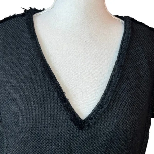 Adrianna Papell Black Sheath Dress Studded Gold Cap Sleeve Woven Work Casual - Image 3