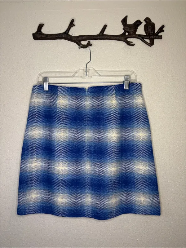 NWT Anthropologie Hutch ‘Nichole’ wool blend lined mini skirt blue plaid M - Image 2