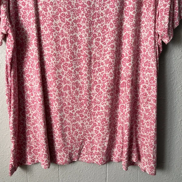 Old Navy Luxe Floral Pink V-Neck Short Sleeve Top Womens XXL Casual Wear Stretch - Image 8