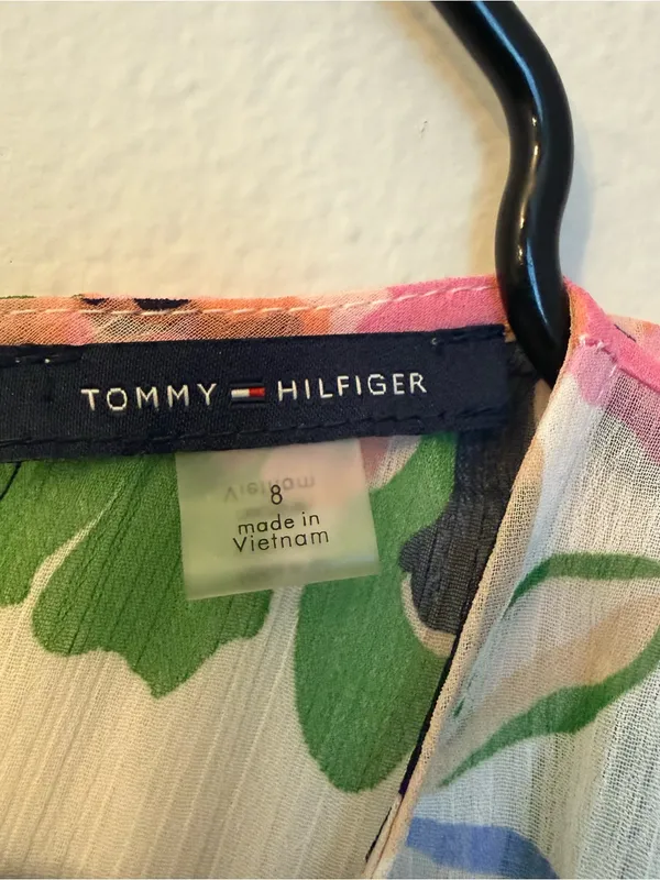 Tommy Hilfiger Floral High-Low Chiffon Maxi Dress - Pink & Green size 8 - Image 8