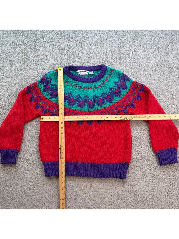 Vintage 80s Fabrizio Weathervane Fair Isle Ramie Sweater Medium Colorful Knit - Image 3