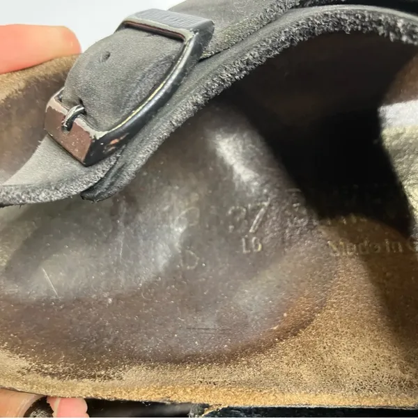 Birkenstock Milano black‎ leather sandals casual trendy womens size 37 / 6 - Image 9