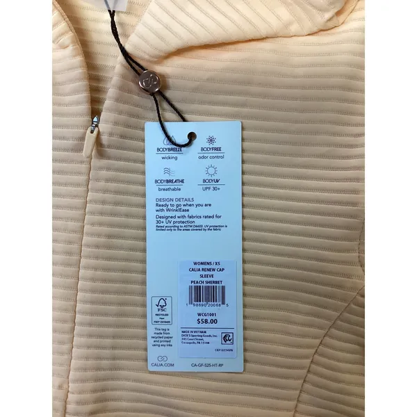 Calia Golf Renew‎ Cap Sleeve Polo Peach Sherbet Ribbed Quarter Zip XS WCG1001 - Image 3