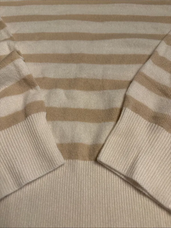 Madewell Crewneck Sweater in Cashmere ivory & biscuit stripe NY916 Size XL NWT - Image 5