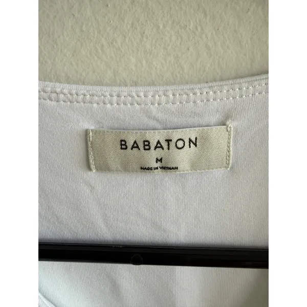 Babaton Aritzia White Racerback High Neck Thong Bodysuit Size M Sleeveless Slim - Image 4