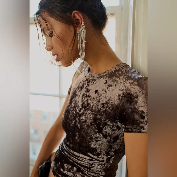 NWT Free People Tops Intimately Free People Velvet Baby Tee In Midnight - Image 3