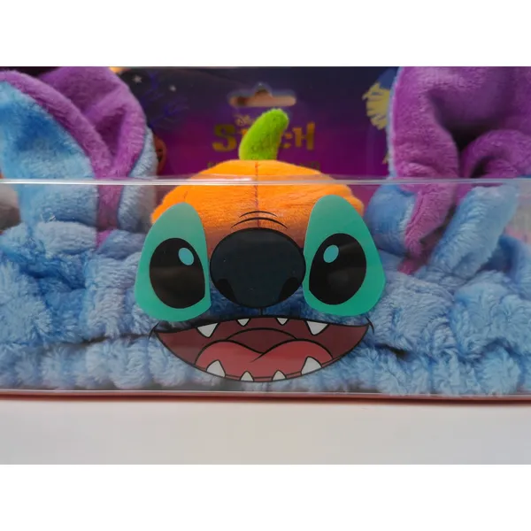 Disney Stitch Halloween Plush Spa Headband Pumpkin Jack-o-Lantern Ears Blue NEW - Image 2