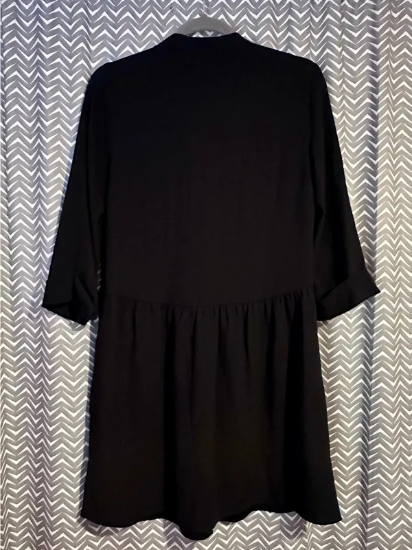 Quince | Fluid Crepe Shirt Dress in Black, XS - Image 8