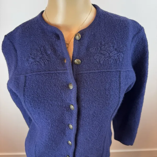Vintage Pendleton Blue Wool Tailored Cropped Button-Up Jacket Preppy‎ XS-S - Image 3