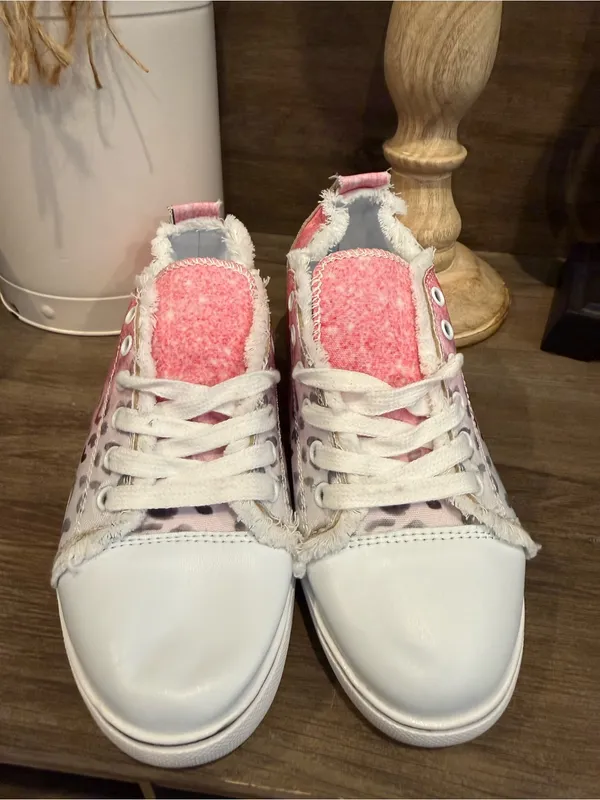Pink Ombre Leopard Casual Sneakers Size 7 - Image 2
