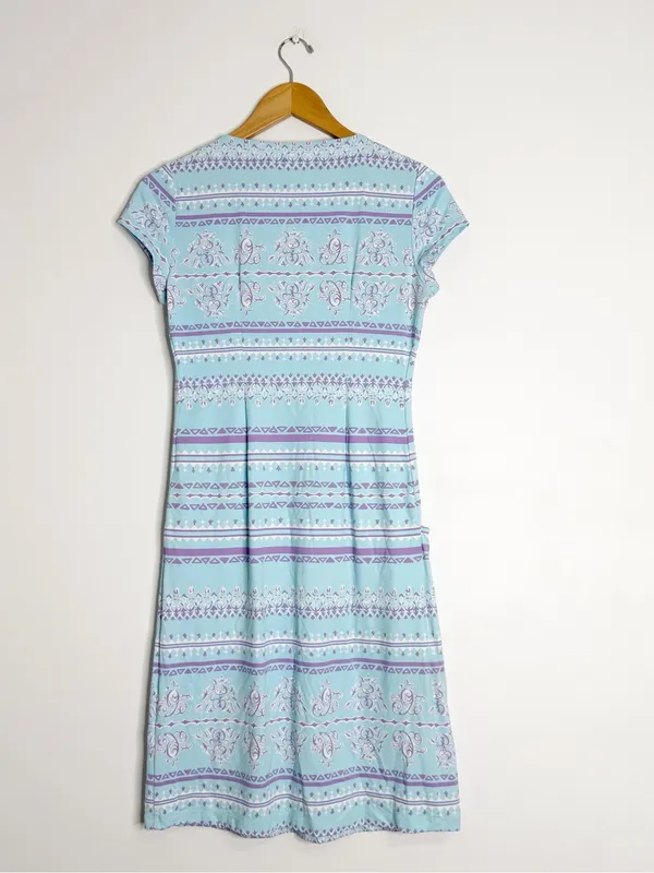 J.McLaughlin Blue Purple Print Cap Sleeve Pocket Dress Size XS - Image 5