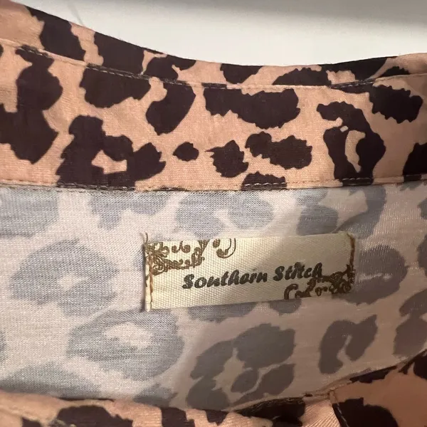 FINAL PRICE Southern Stitch Cheetah Print Top with Rose Gold Sequins - Image 2