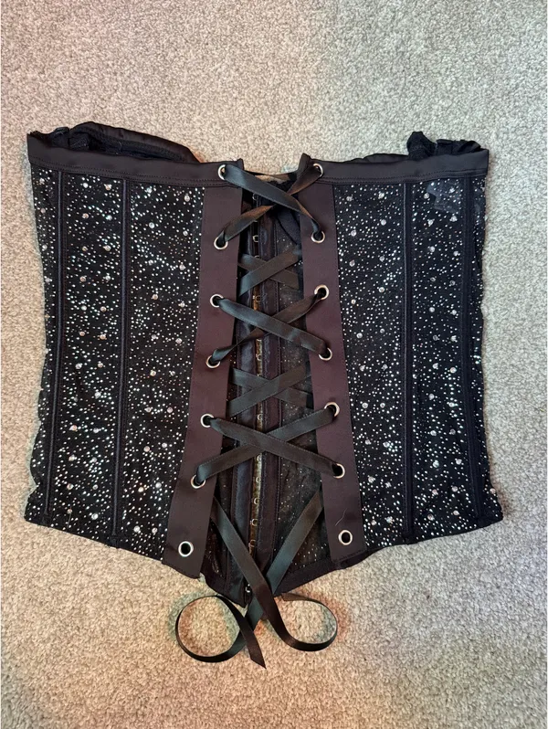 Forever 21 Black Rhinestone Corset Top - Image 2