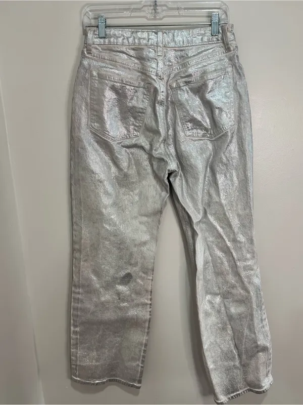 Abercrombie & Fitch Silver Metallic Jeans 28/6R Curve Love 90s‎ relaxed jeans - Image 4