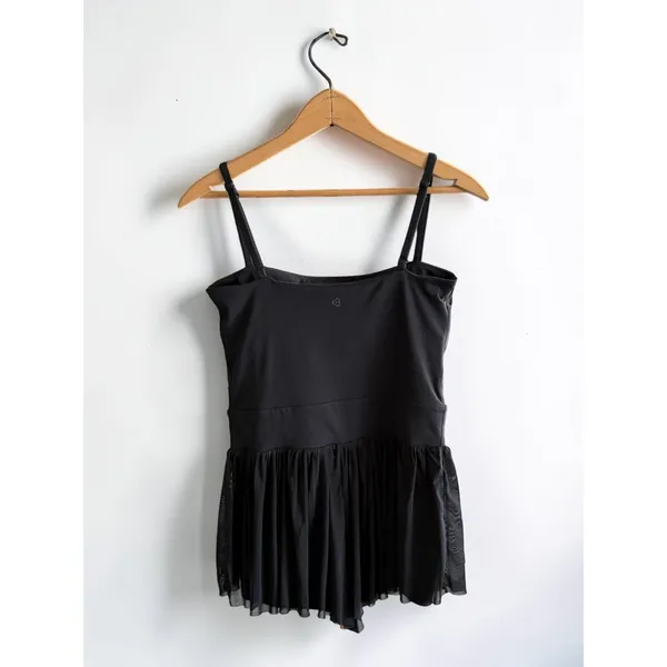 Blogilates Women Black‎ Skirted Active Romper Shorts Mesh Overlay Small - Image 2