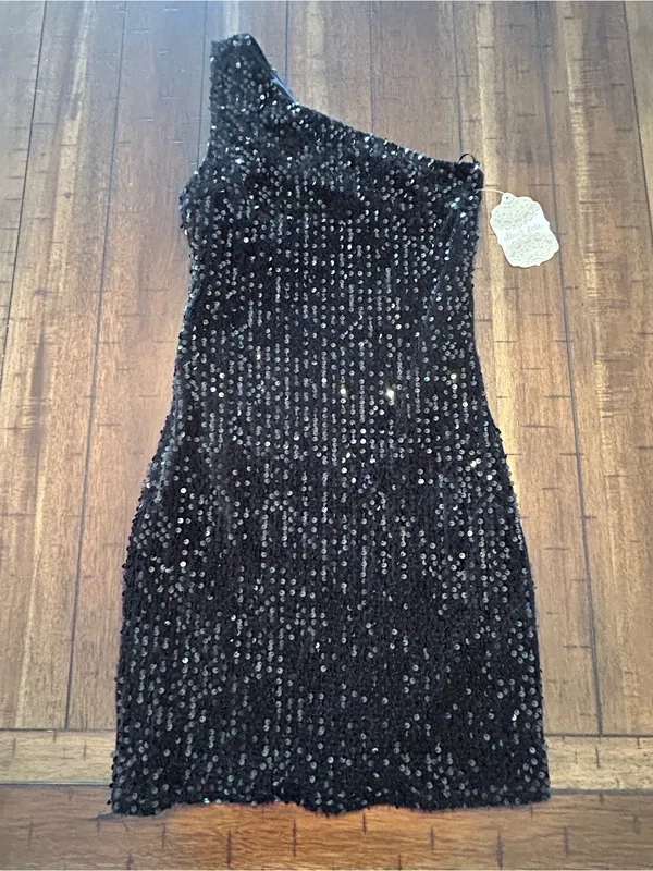 Altar’d State Black Sequin One Shoulder Cocktail Dress Size Small NWT - Image 2
