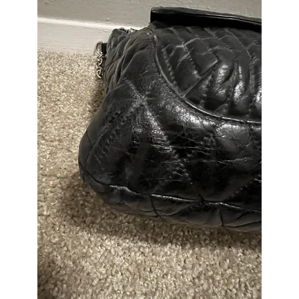 Vintage Coach Poppy Leather Slim Tote Bag‎ Sliding Chain Strap Purse Handbag Blk - Image 12