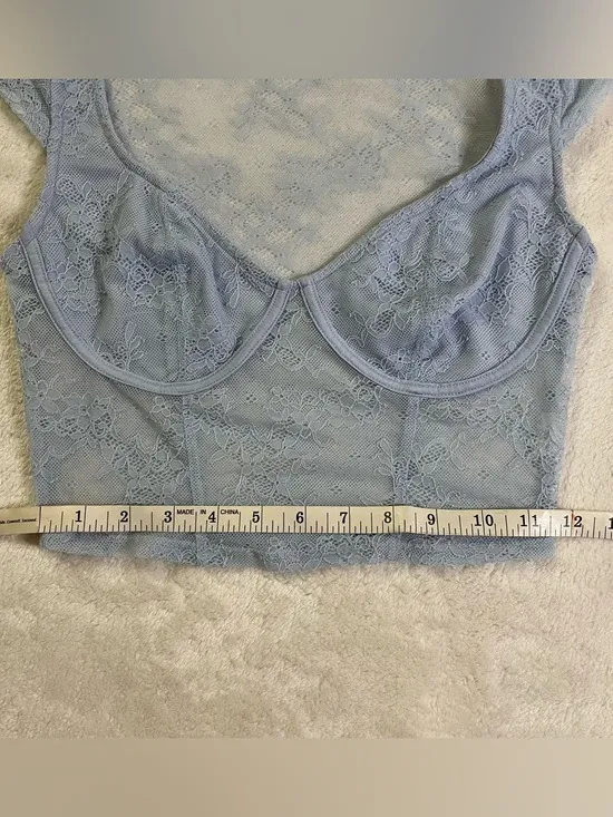 Garage Baby Blue Sheer Lace Crop Top size S - Image 6