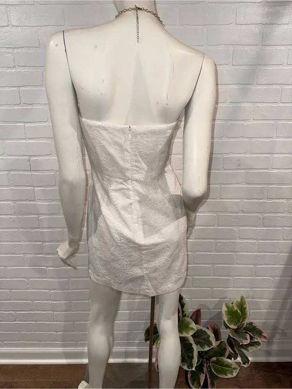 Hutch Strapless White Bow-Front Lace Mini Dress - Image 8