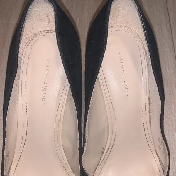 Marc Fisher Apple Black closed pointy toe suede leather office formal heels - Image 8