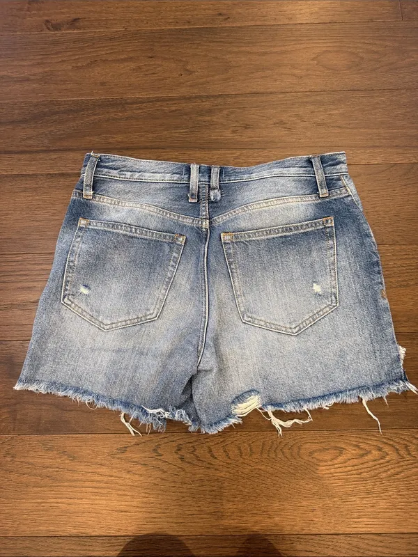 We The Free Cream Distressed High-Rise Denim Shorts Size 27 - C69-005 - Image 6