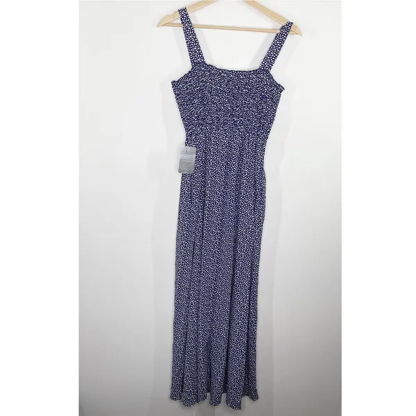 West Kei Navy Blue Dot Print Square Neck Maxi Dress‎ Women's Size Medium M NWT - Image 2