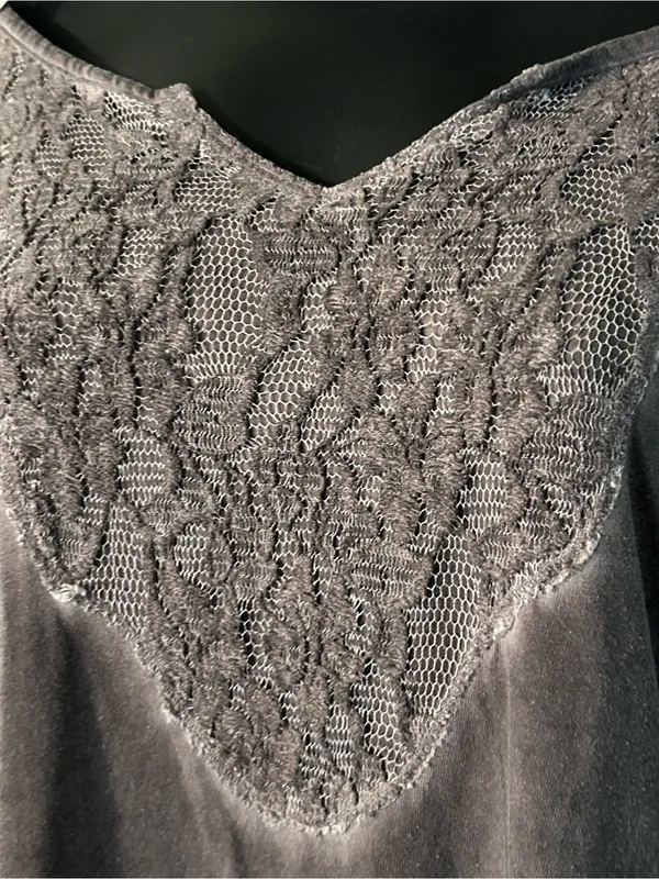 Maurices acid wash gray Lace-Inset Long Sleeve Tee - Image 5