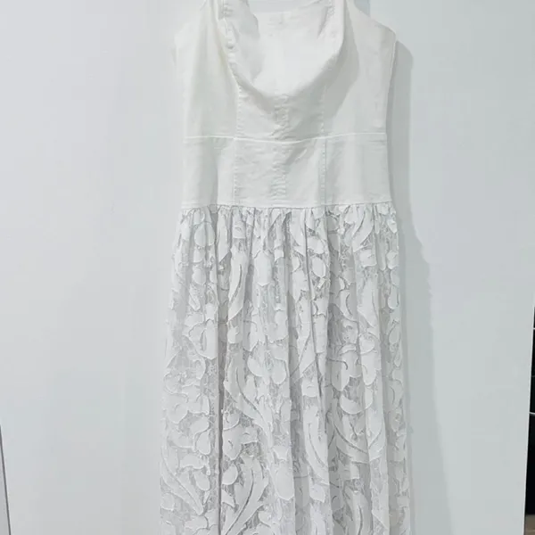 Pilcro Women's White Dress Bridal Romantic Cottagecore - Image 3