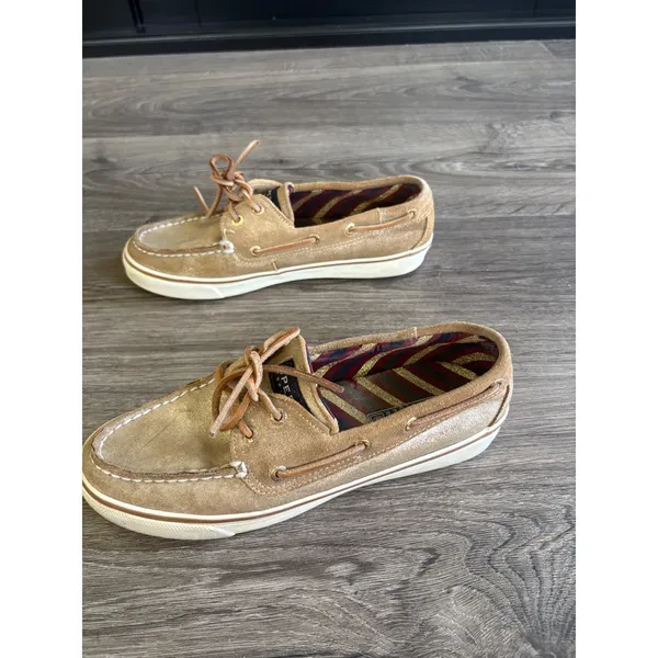 Sperry Top-Sider‎ Boat Shoes Women's 7M Gold Metallic Leather Loafers - Image 2