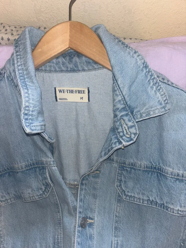 Free People Light Wash Denim Jump Suit Medium - Image 2