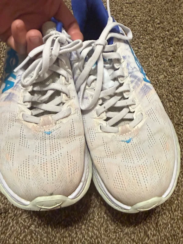 Hoka One one Women's White and Blue Running Sneakers - Image 4